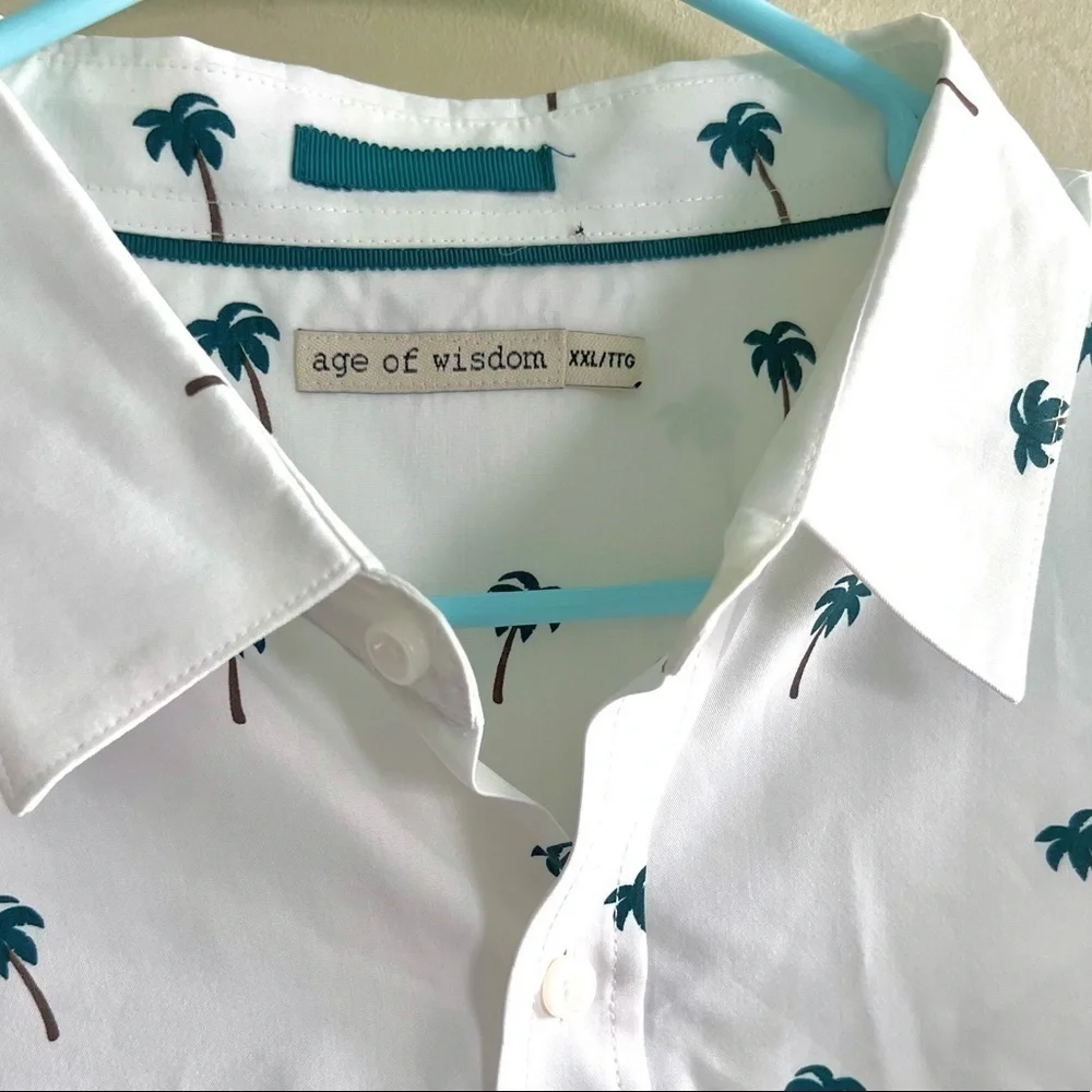 🌴Age of Wisdom,PalmTree Button-Up, Excellent Condition,Vacay Perfect,Size XXL - Picture 2 of 10